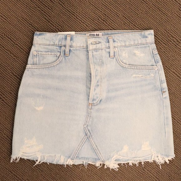 NWT AGOLDE Quinn High Rise Denim Mini Skirt in Vega - Picture 4 of 8
